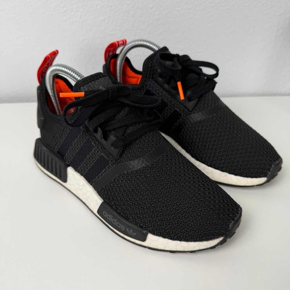 Adidas NMD R1 Mens 5 Womens 6 Black Solar Orange Boost Sneakers B37621